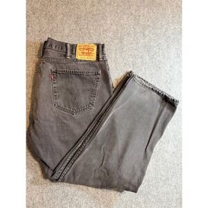 Levis 505 Mens Straight Fit Jeans 40x30 Faded Black Denim Cotton Red Tab